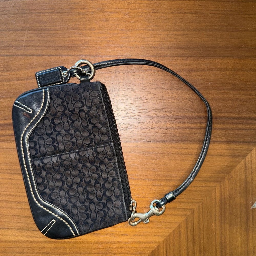 Coach Black Wristlet with Signature Design